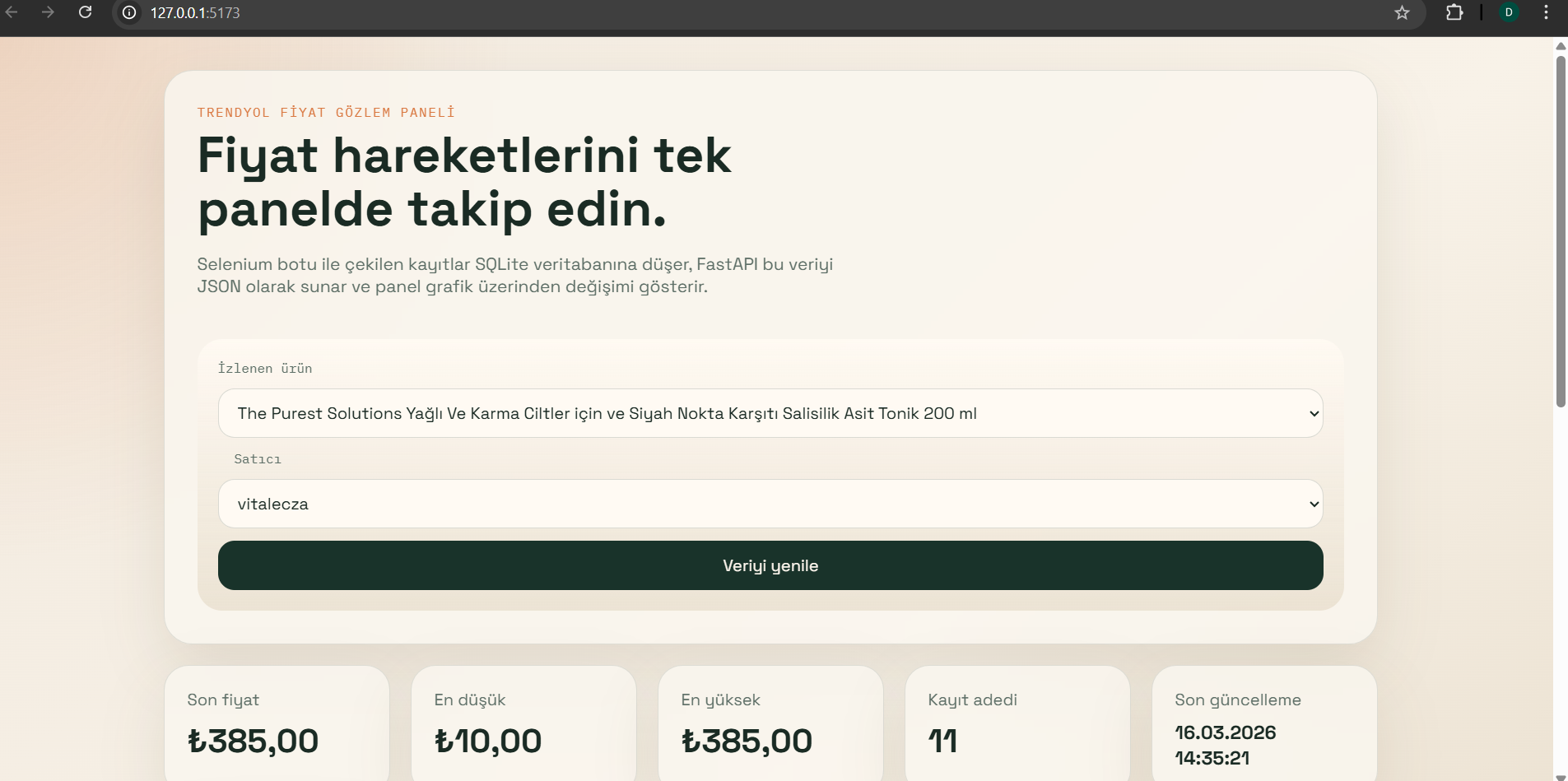 Fiyat Takip Sistemi 1