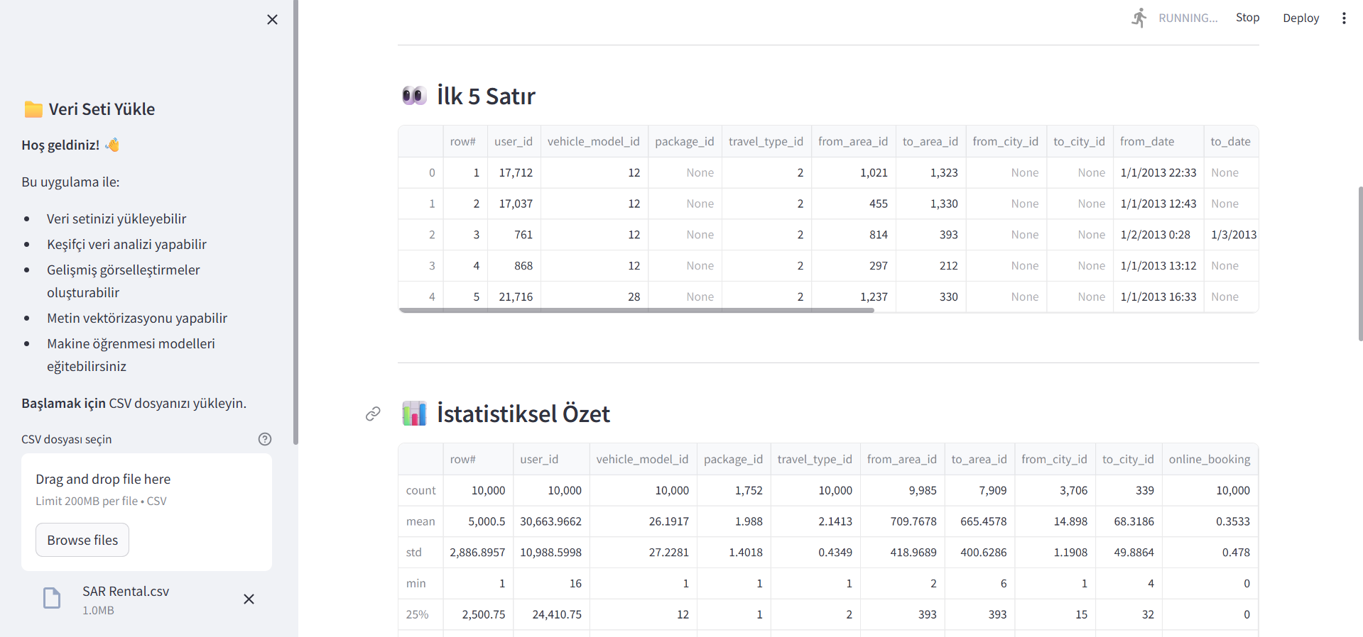 EDA WebSite İlk 5 Satır