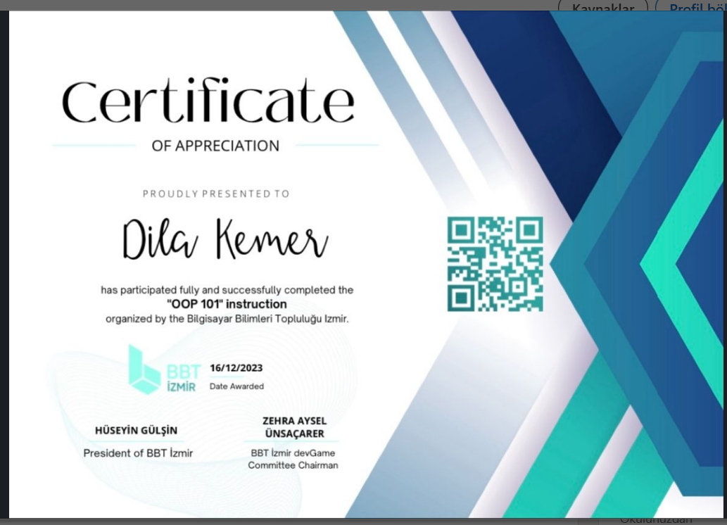 OOP Sertifikası